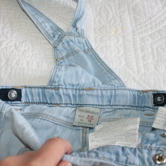 2/$20 Zara baby girl jean overall shorts 9 months - Picture 11 of 16